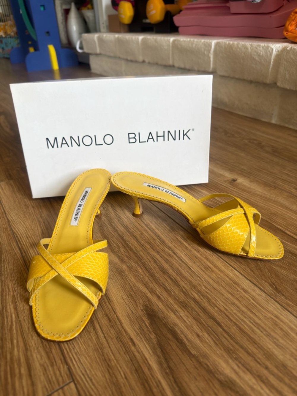 NEW IN BOX Manolo Blahnik Kitten Heel Mule Sandals
